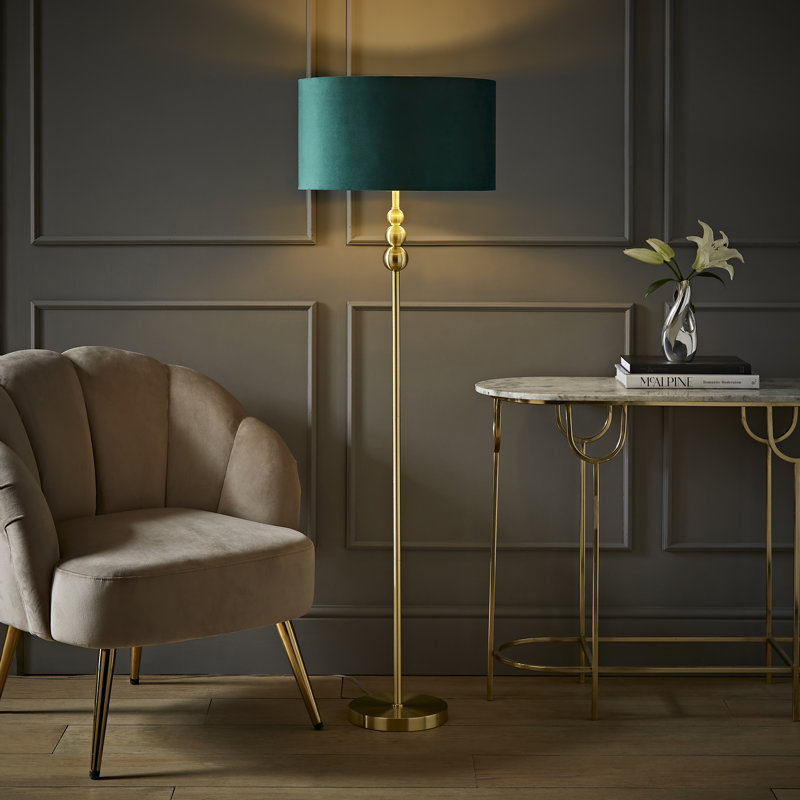 Aaiza 145cm Traditional Floor Lamp, Mirrored, Green/Gold, Yes