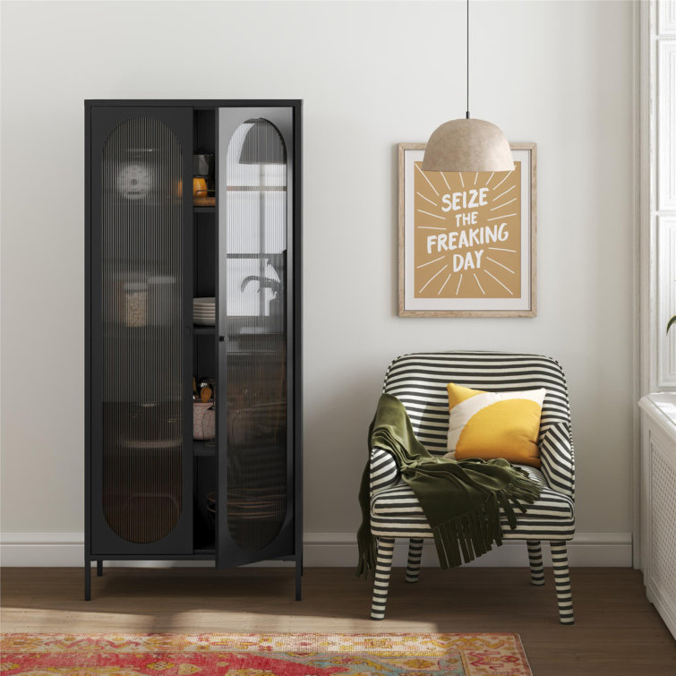 Luna 72.88'' Tall Accent Cabinet with Fluted Glass