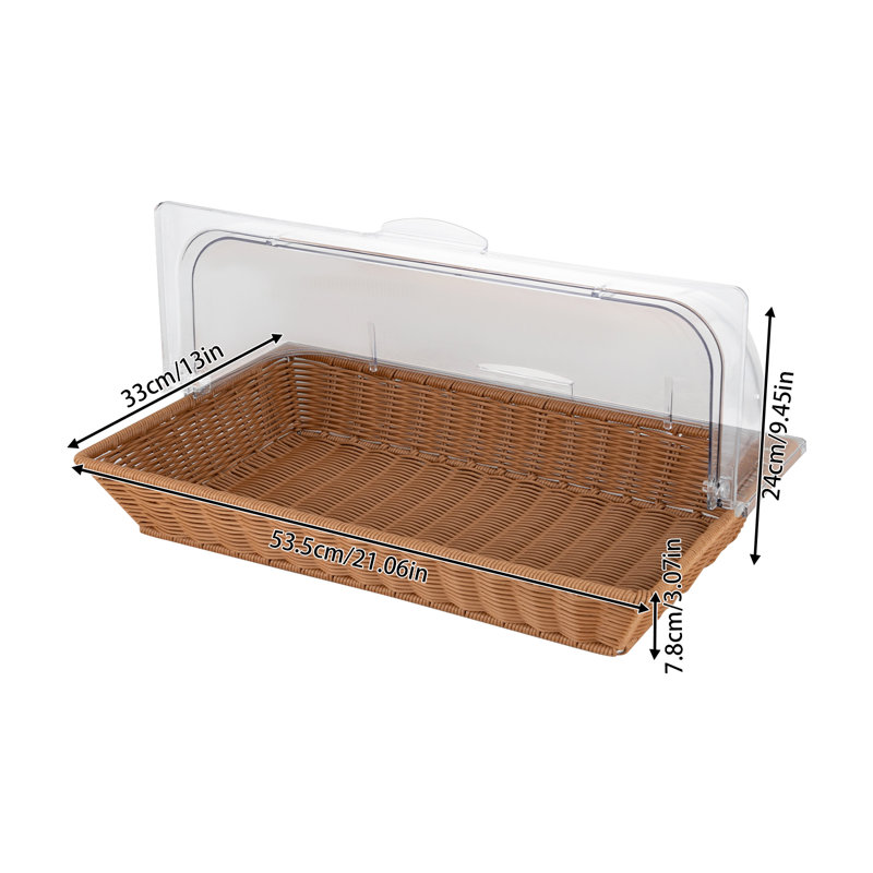 2PCS Bread Display Basket Bread Box with Lid, Dark Brown