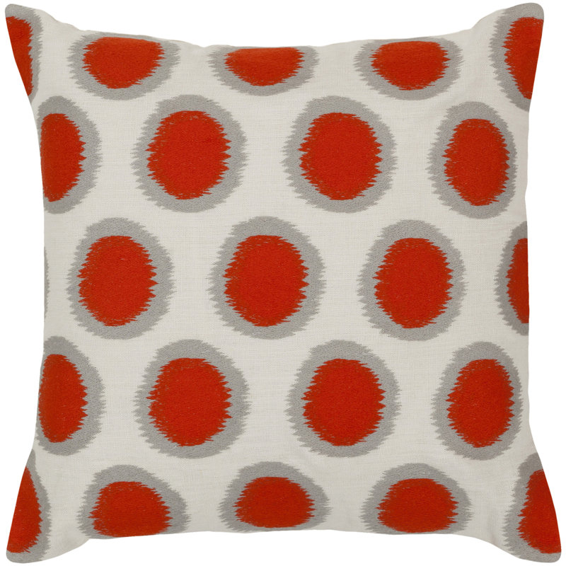 Ikat Dots Pillow Cover, 18" H x 18" W x 0.25" D, Orange\Neutral