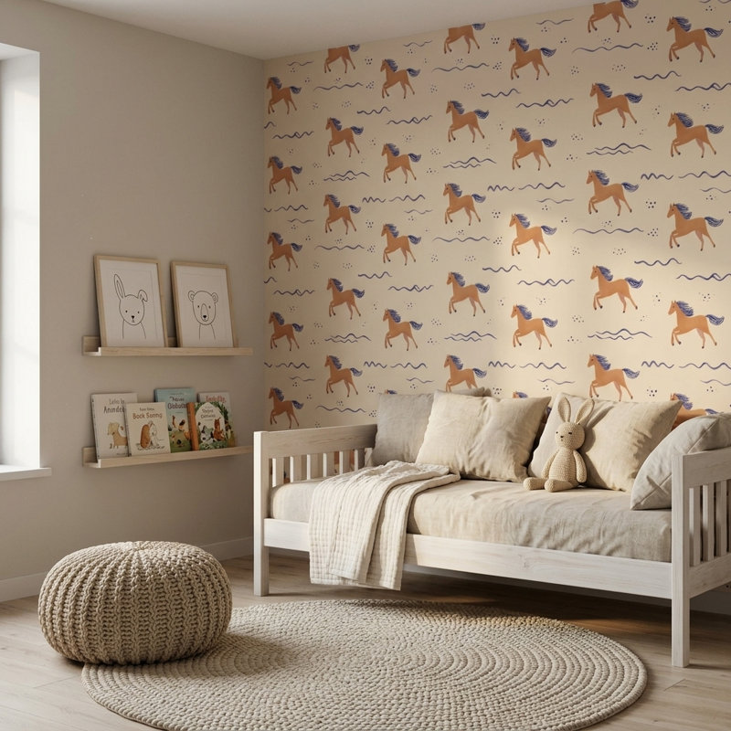 Papier peint décoratif scandinave Horses, Non tissé, non collé
