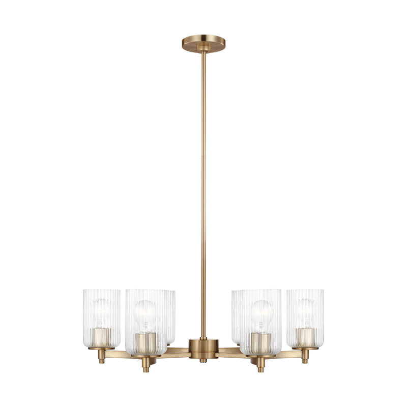 Lustre traditionnel unique à 6 lumières Adalina, Laiton satiné