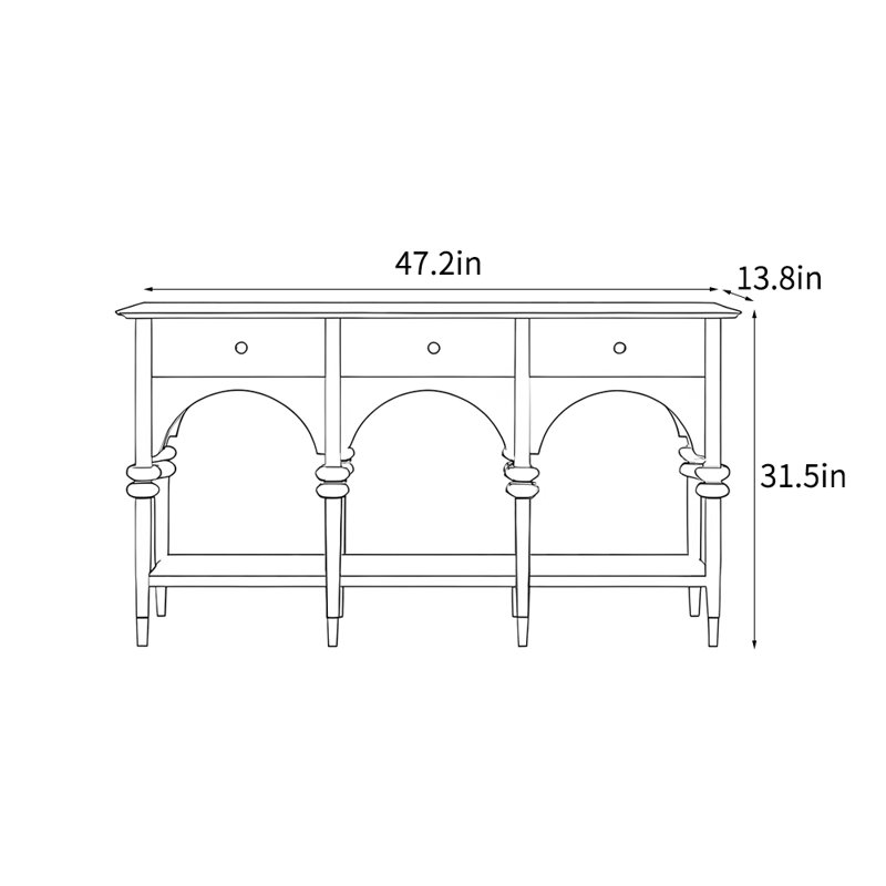  Bramlett 47'' Console Table, 31.5" H x 47.2" W x 13.8" D, White