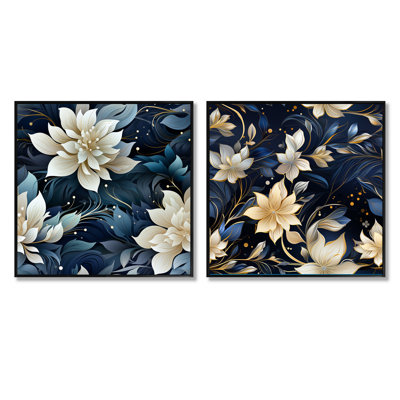 Croy - ensemble de 2 collages carrés floraux