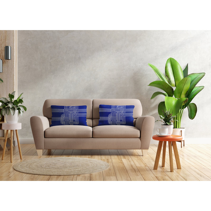 Polyester / Mélange de polyester Housse de coussin rectangulaire intérieure / extérieure lombaire et insert, Bleu marine