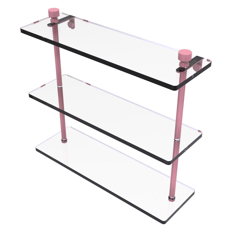 Ballenas 3 Piece Tiered Shelf, Pink, 15" H x 16" W x 5" D