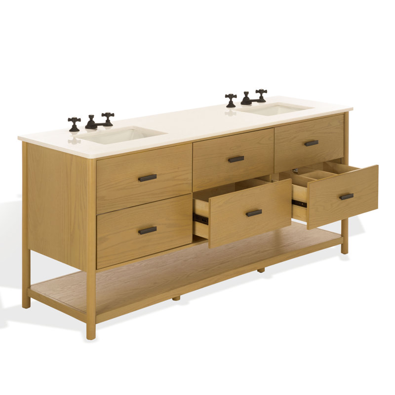 Kaplan 72" Double Sink Bathroom Vanity, Natural
