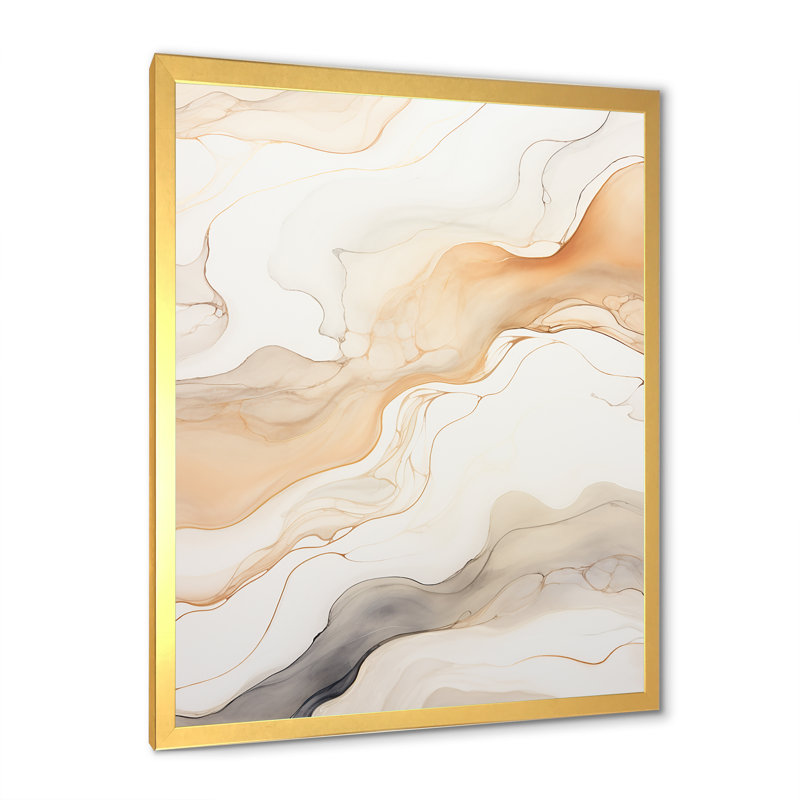 Minimalisme, rivières, élégance résonnante I sur toile, H 32 po x l 16 po x P 1 po, Cadre doré simple
