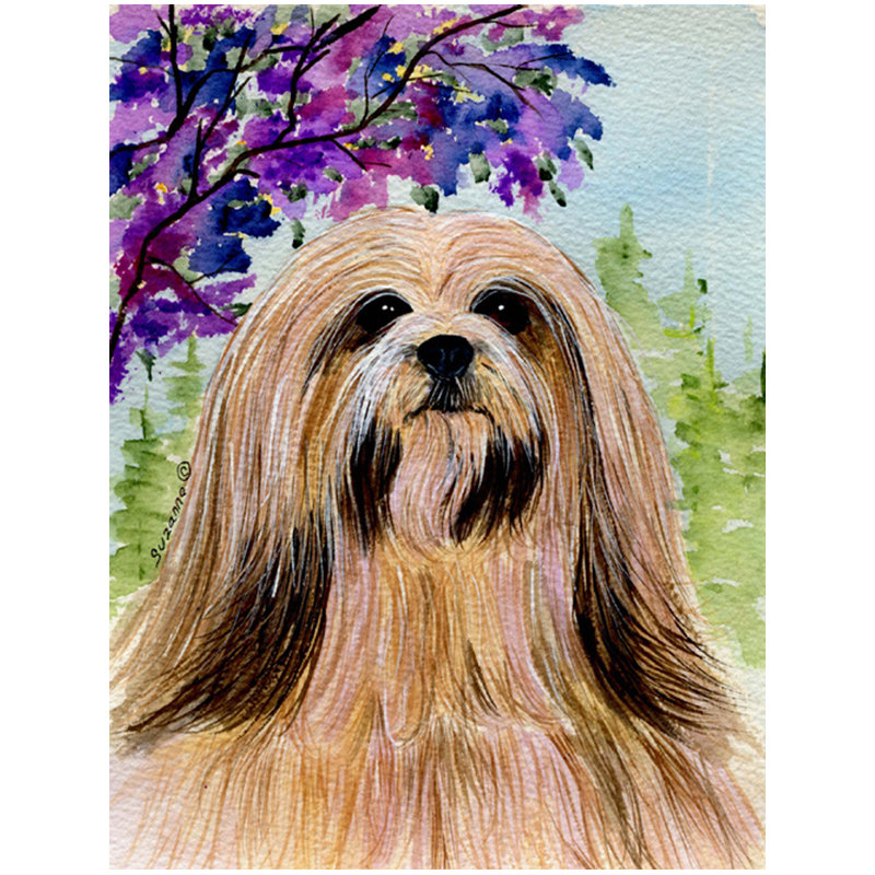 Lhasa apso 2 côtés polyester 40 x 28 po drapeau maison