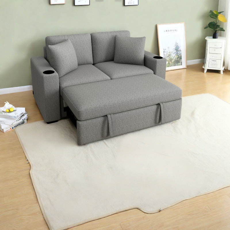 Space-saving Modern Chenille Sofa With Usb Ports, Gray