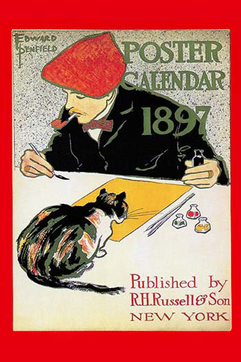 Calendrier affiche 1897-impression de publicité, H 42 po x l 28 po x P 1,5 po