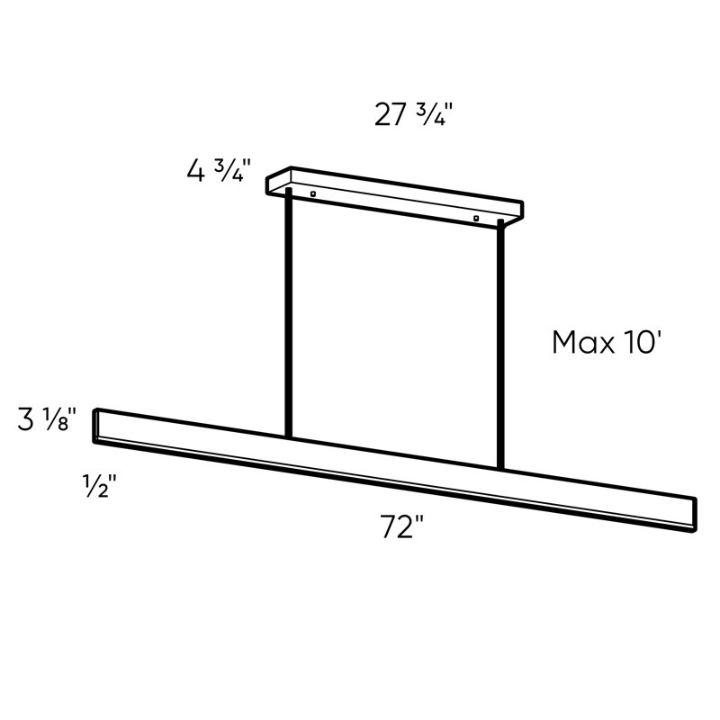 Luminaire suspendu linéaire à 1 lumière Lavery, Blanc, H 3,12 po x l 72 po x P 0,5 po