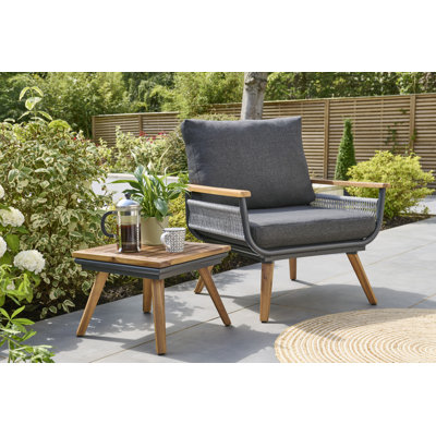 Kimora Relax Bistro Set with Footstools - Grey Cushions