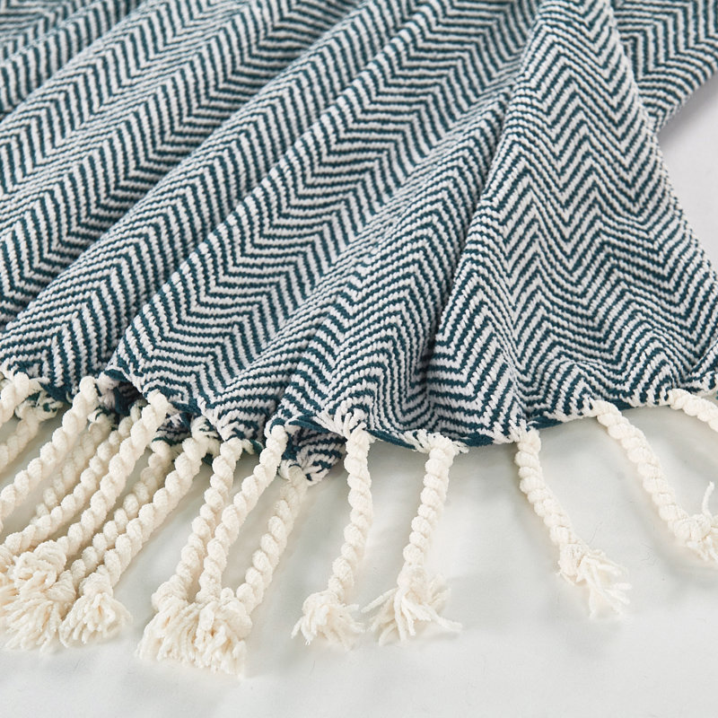 Jeté à chevrons texturé, Dusty Blue