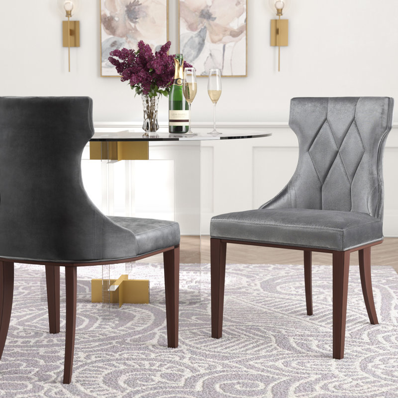 Chaise d'appoint en velours et hêtre Reine, Gris