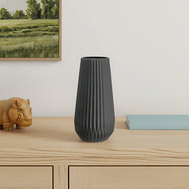 Laudine Stoneware Table Vase, Black