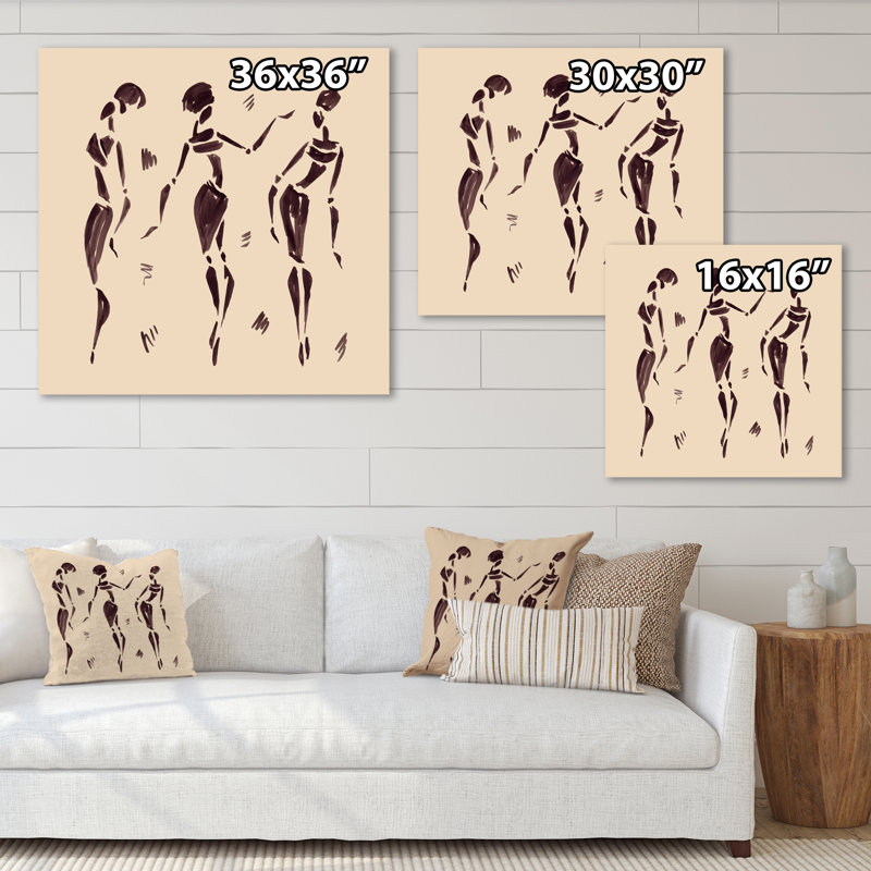 «Abstract Brown Dancers - Glam», reproduction d'art sur toile, H 36 po x l 36 po x P 1 po, Toile tendue
