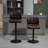 Homcom Bar Height Bar Stools Set Of 2 With Adjustable Seat, Thick Padded Cushion And Metal Footrest For Home Bar