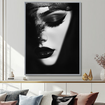 Monochrome Glam Muse III - Black Glam Framed Canvas Art