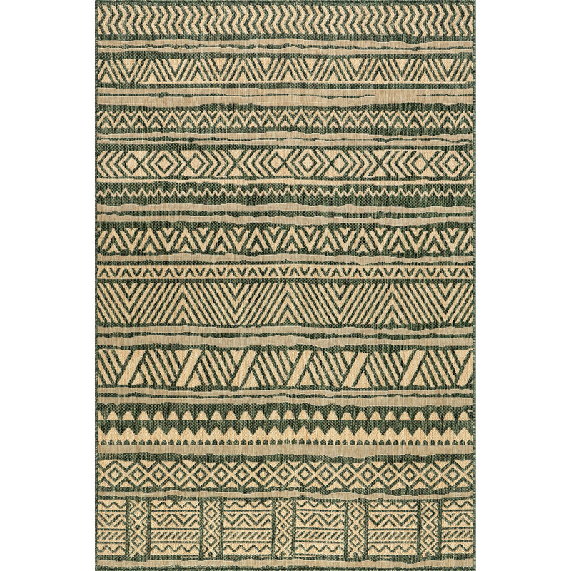 Tapis intérieur / extérieur à rayures Abbey Tribal, Rectangle 8 pi x 10 pi