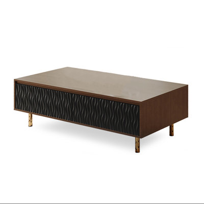 47.24"" Walnut Black Gold Manufactured Wood Steel Rectangular  Coffee Tables -  Feel High Pillows, CoffeeTable20240801TM804761643084FHP