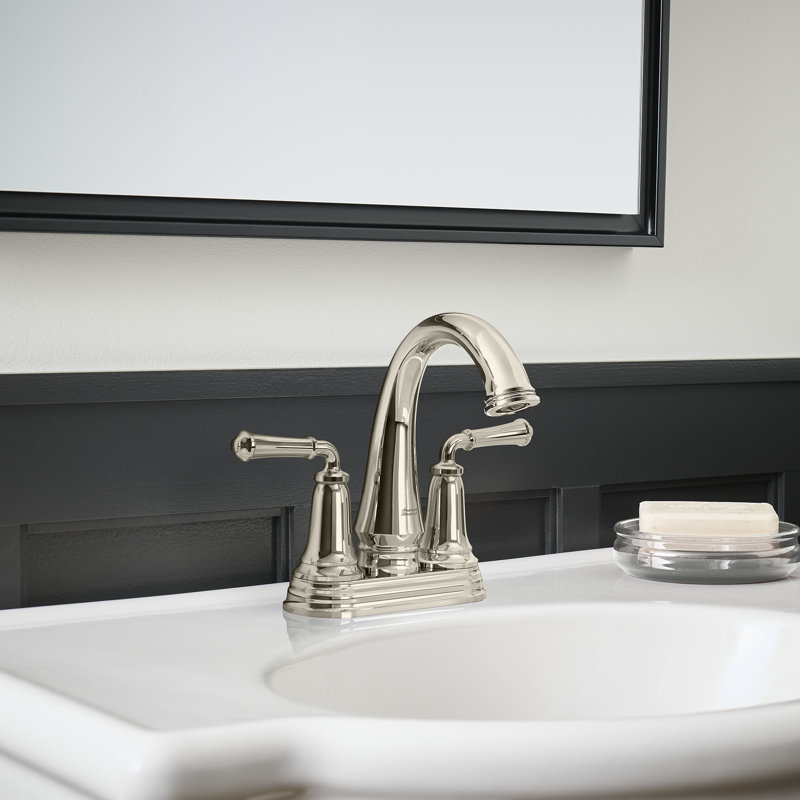 Robinet de salle de bain central avec drain Delancey, Nickel poli, Sans indicateur chaud / froid
