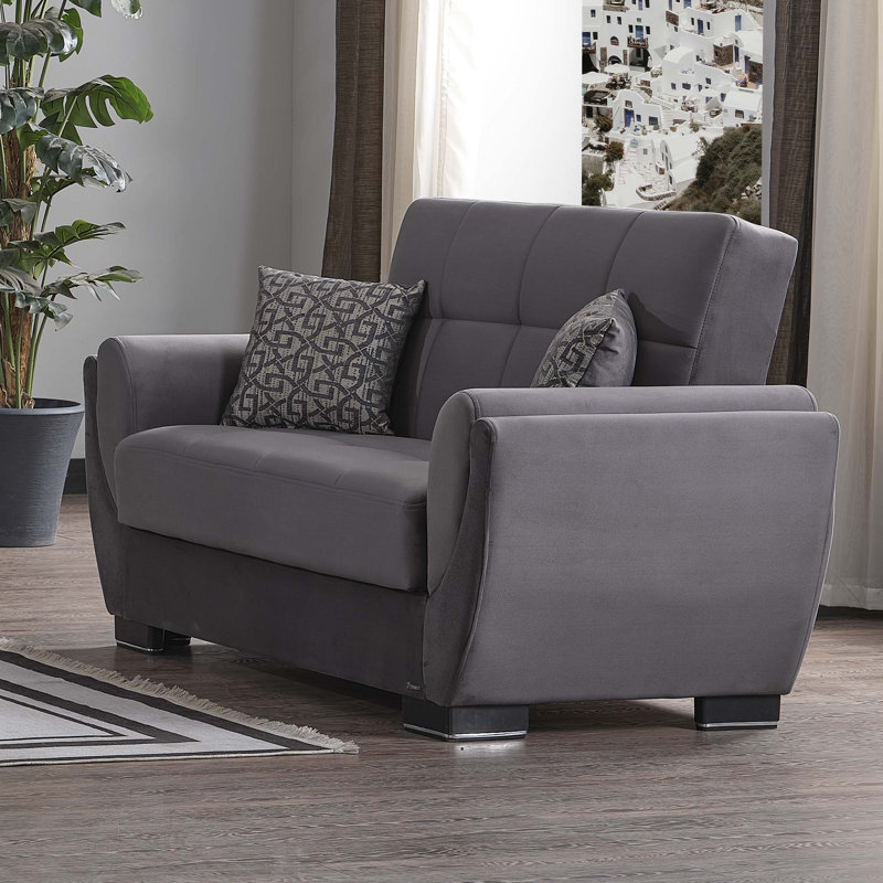  Oliveras 65 in. Fabric Upholstered 2-Seater 3-in-1 Sleeper Loveseat Sofa Bed with Storage, Firm Seat Cushion