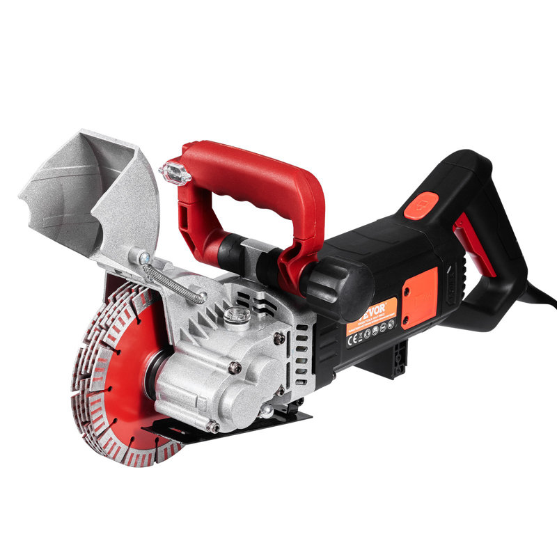 4800W Chasse au mur, largeur de coupe de 38 mm / 1,5 po, découpeuse de rainures murales, profondeur de coupe de 52 mm / 2 po, fente murale avec 5 lames de scie, 6,3 po de diamètre, 5000 tr / min, formation unique sans poussière