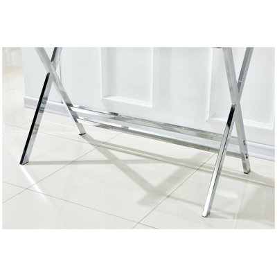 Modern Clear Glass Computer Desk with Chrome X-Base, Tempered Laptop Table for Home Office