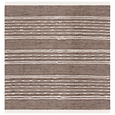 Malsbury Natural Fiber Flat Weave Jute/Wool Striped Rug in Brown/Beige