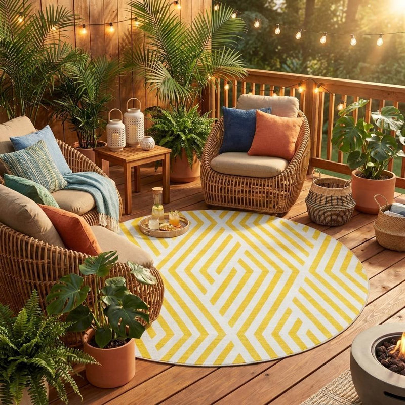 Tapis d'intérieur rond antidérapant 8 pi
