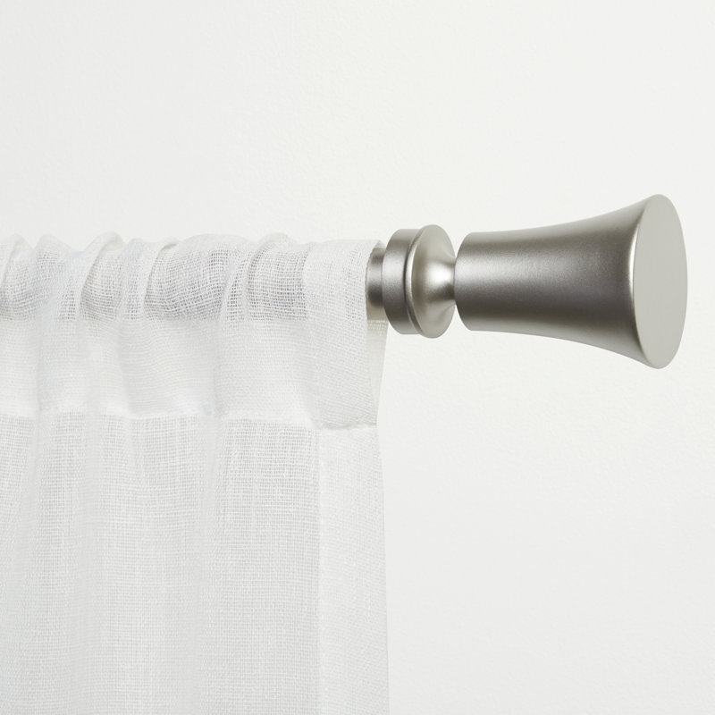 Markus Exclusive Home Wilton 1" Window Curtain Rod and Finial Set, Adjustable, Matte Nickel, 2.5" H x 35" W x 2.5" D
