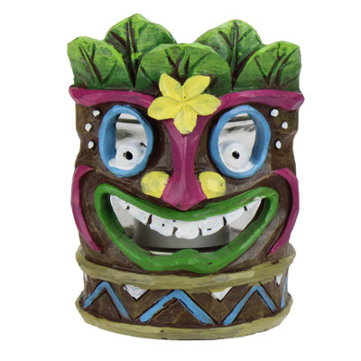 Masque Tiki 4,5 "avec bougeoir à fleurs jaunes