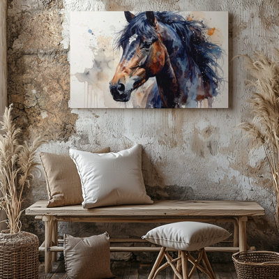 Art mural sur toile, esprit de l'aquarelle sur toile avec portrait de cheval