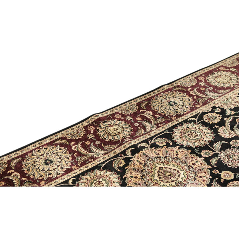 Tapis noir / brun de haute qualité noué à la main de conception unique