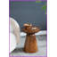 Table basse en bois de manguier peu encombrant - Table d'appoint ronde à piédestal brun pour le salon, support multi-usage