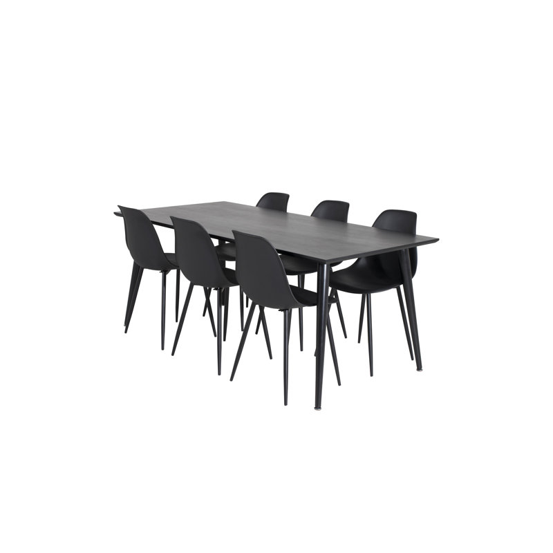 Wetzel 6 - Person Dining Set, Black, Black