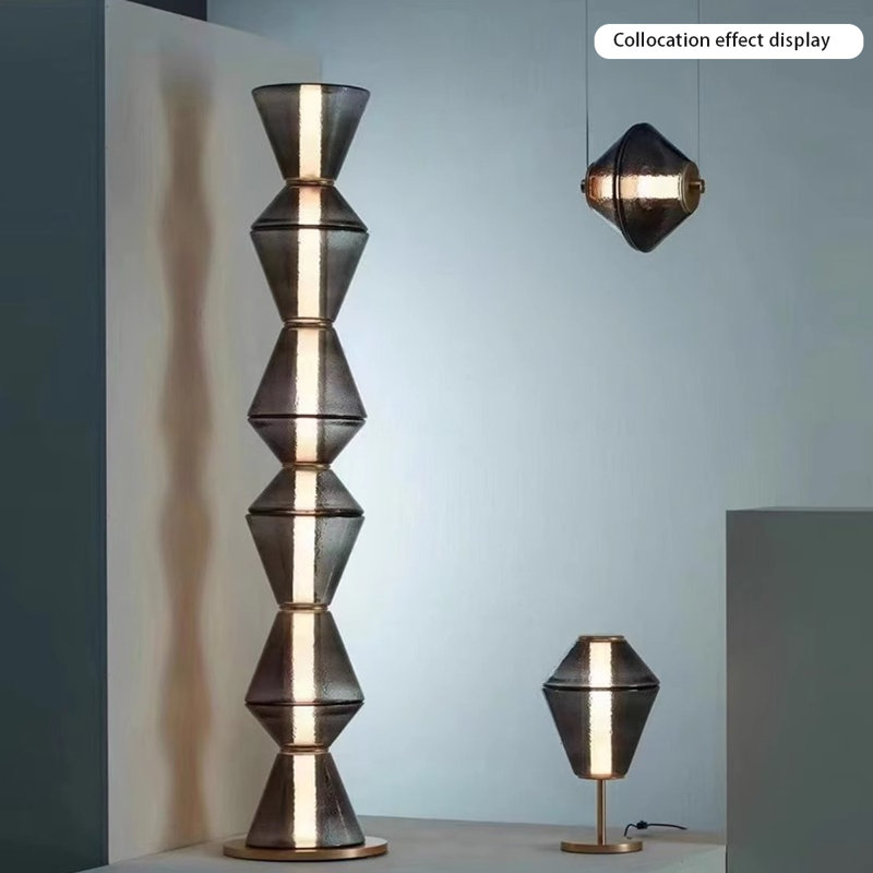 Gray + Gold Glass + Iron Free form Floor Lamps