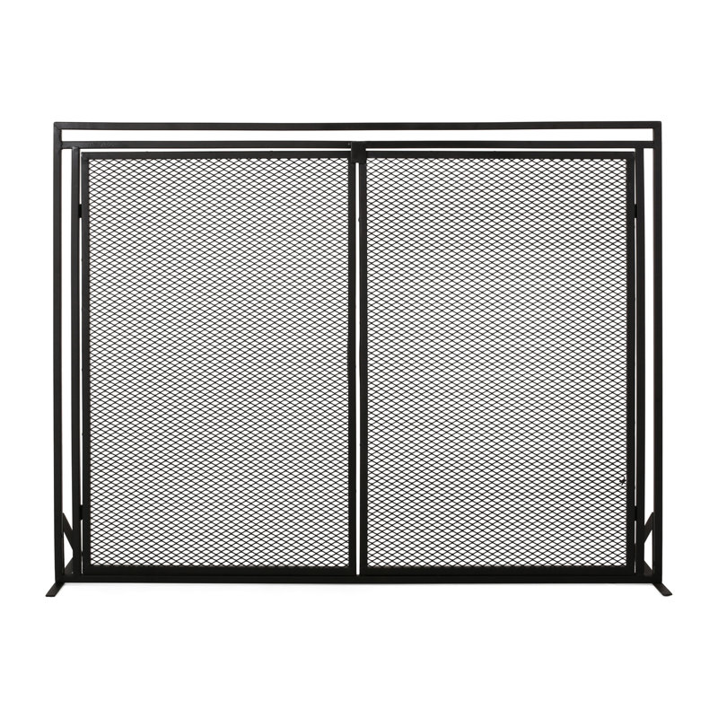 Pare-étincelles en fer noir mat - Protégez votre espace, H 30,95 po x l 39,03 po avec cadre de protection rectangulaire