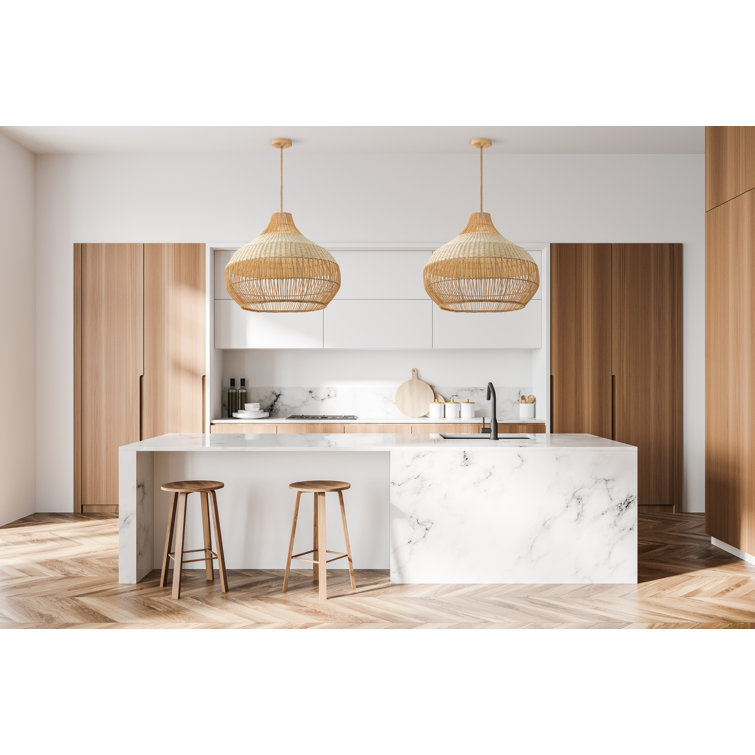 Anterria 1 - Light Natural Dome Pendant – Handwoven Rattan Plug-In or Hardwired Light Fixture for Dining Room or Entryway, Dimmable and Perfect for High Ceilings in Boho Japandi Style