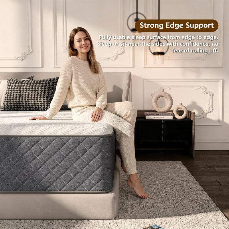 12-inch Hybrid Mattress: Comfortable top layer + individual pocketed springs, medium hardness support, safe and environmentally friendly, certified by CertiPUR-US/SGS