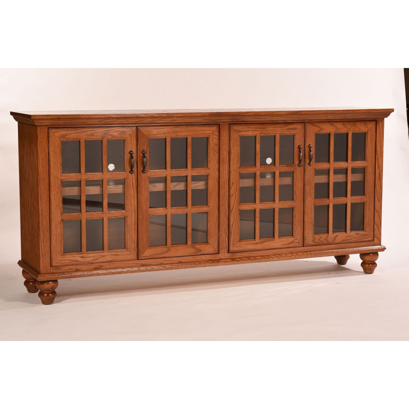 Franson Unfinished TV Stand for TVs up to 88", Yellow Oak