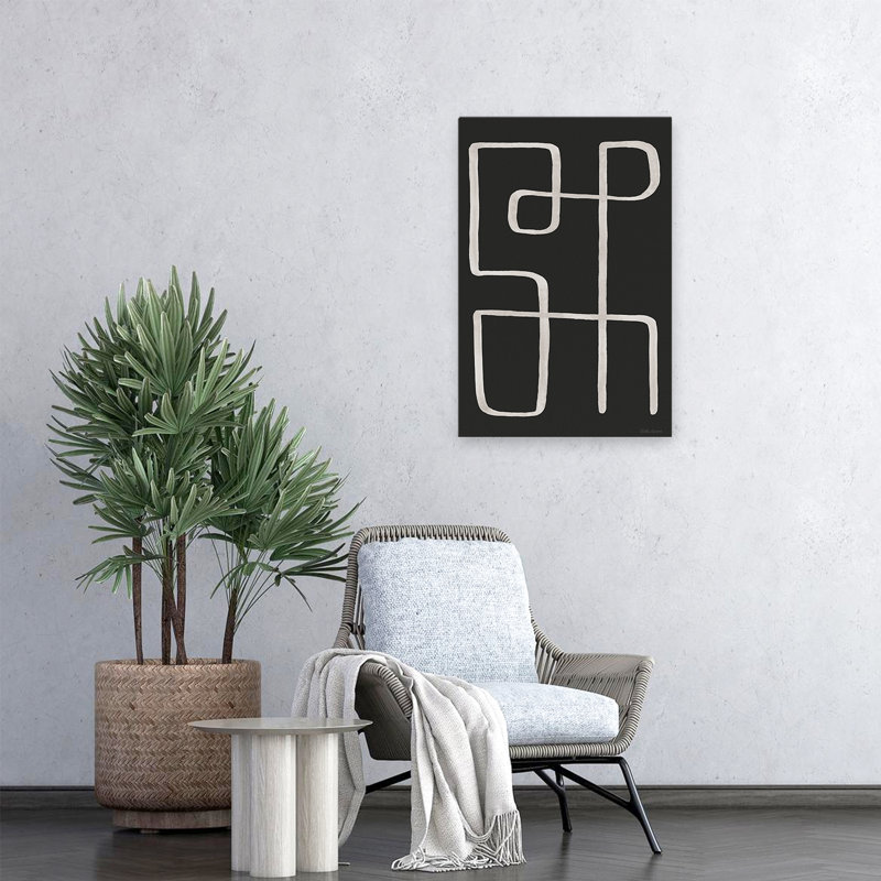 Moderne et minimaliste abstrait Squiggle II foncé, H 24 po x l 16 po