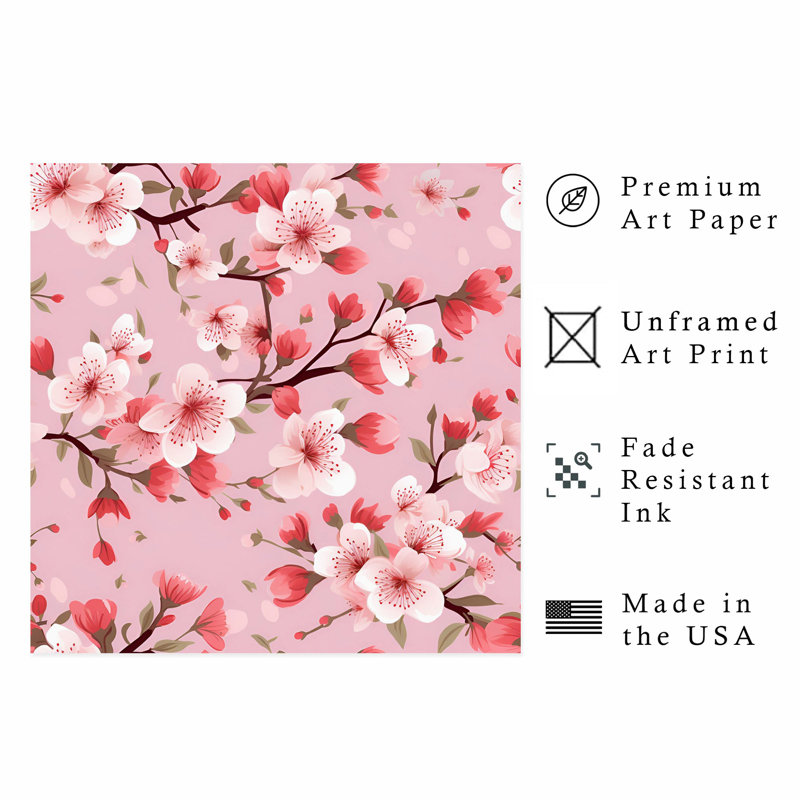 Impression florale de fleur de cerisier Sakura, H 20 po x l 20 po