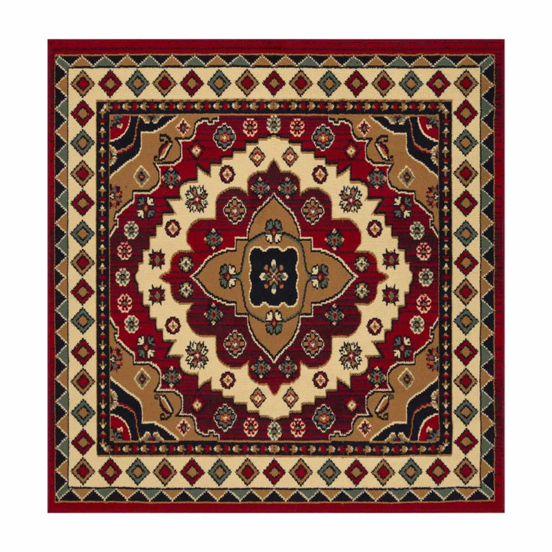 Tapis tissé à la machine Aztec Southwestern, Carré 5 pi