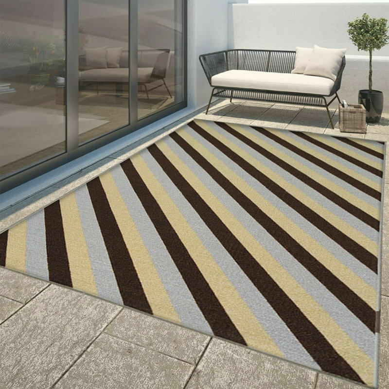 Jadynne Geometric Indoor / Outdoor Area Rug, Rectangle 120 x 170cm, Beige/Brown
