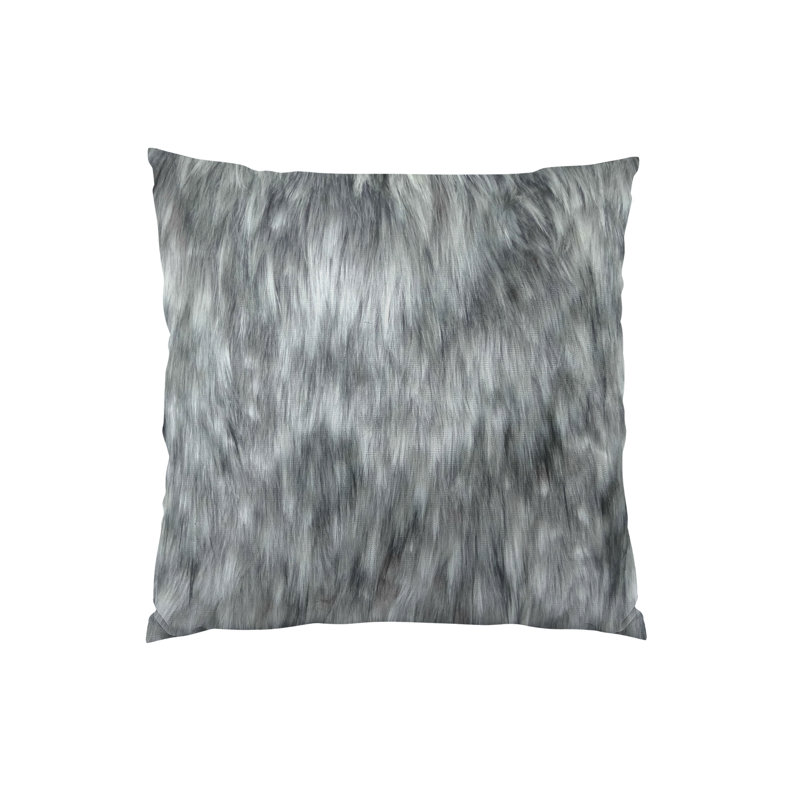 Wolf Animal Print Faux Fur Throw Pillow, 16" H x 16" W