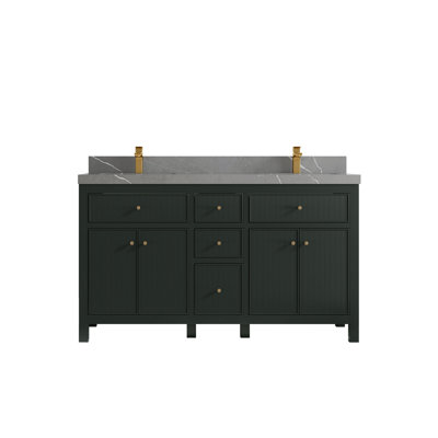 Sonoma 60"" Double Bathroom Vanity Set -  Willow Collections, SON_DGN_PT_GR_60D