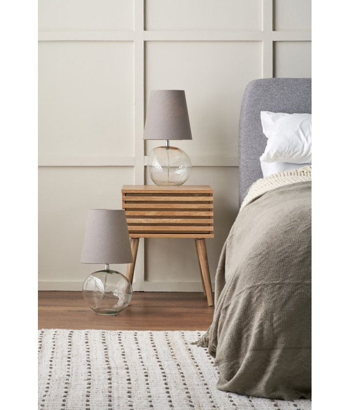 Mila Glass Table Lamp, Grey