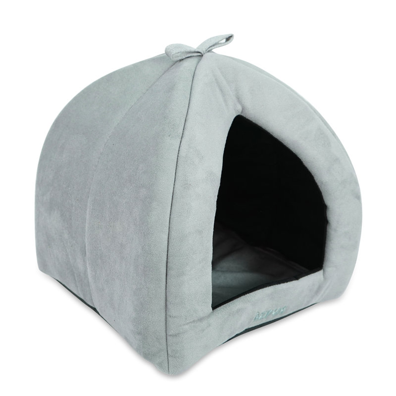Lit pour chien à capuche, Petit (l 13,8 po x P 13,8 po x H 13,8 po), Gris